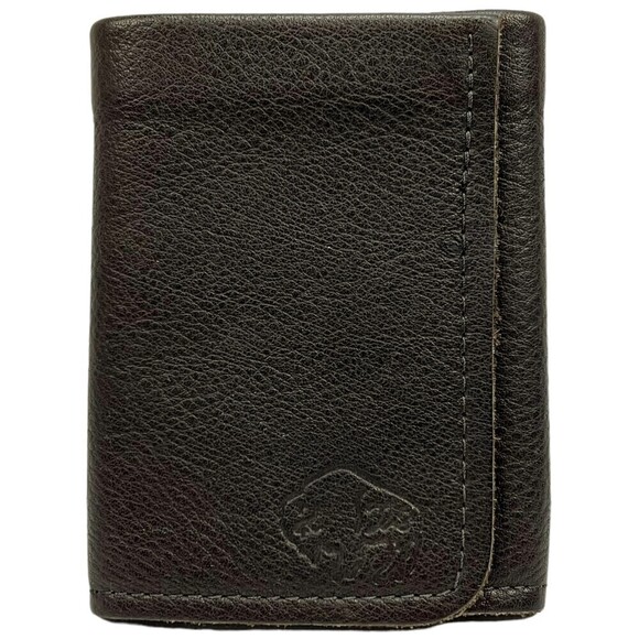 The Leather Store TLS Bison Hide Leather Tri-Fold Wallet Chocolate Helena MT - Picture 1 of 10